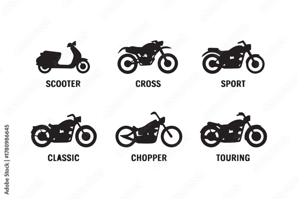 Obraz premium motorcycle scooter cross sport classic chopper touring collection ai eps