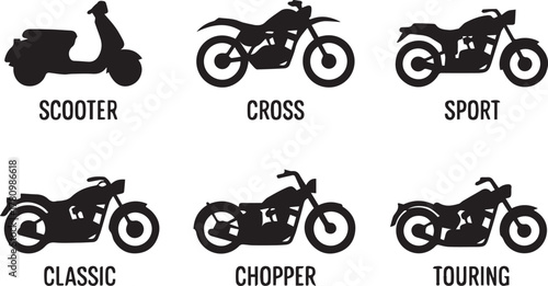motorcycle scooter cross sport classic chopper touring silhouettes pack