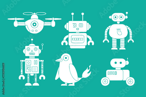 robot toy drone humanoid quadcopter bird wheeled mechanical icons