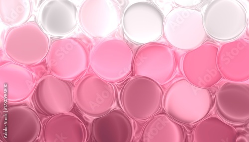 Abstract pink bubble texture background with soft gradient tones and glossy circular shapes. Modern pastel art design created digitally on a tablet. 