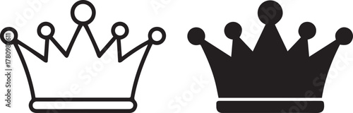 crown silhouette vector icons outline and solid design set