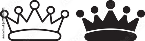 crown logo vector set outline and solid heraldry icon