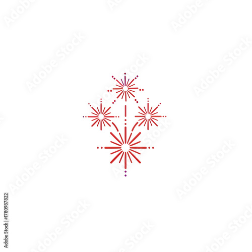 Stylized bursts of light emanating from a central point in symmetrical array