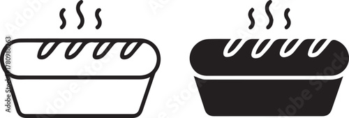 pie icon outline and solid fill vector bakery symbol set