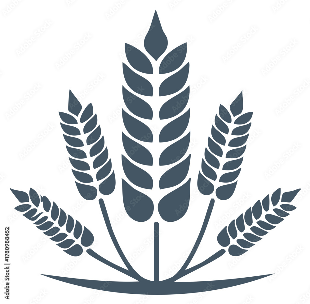 Fototapeta premium Stylized Wheat Stalks Emblem Harvest Agriculture Concept Graphic Design
