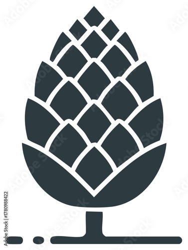 Stylized Illustration of a Hop Plant Cone Icon for Brewing