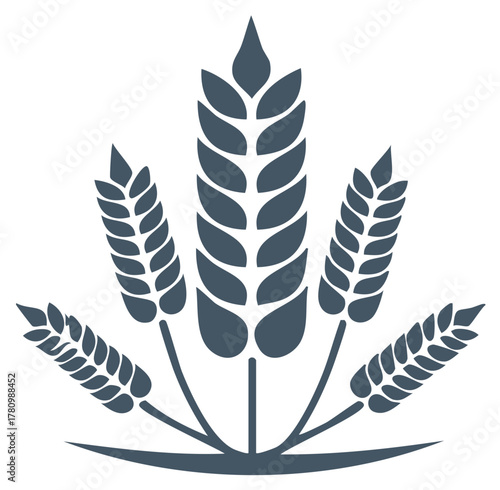 Stylized Wheat Stalks Emblem Harvest Agriculture Concept Graphic Design