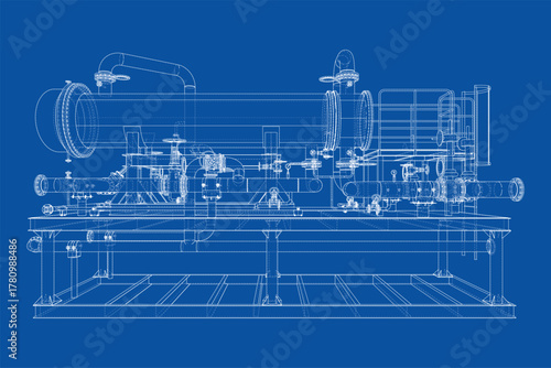 Industrial Equipment Blueprint. Vector