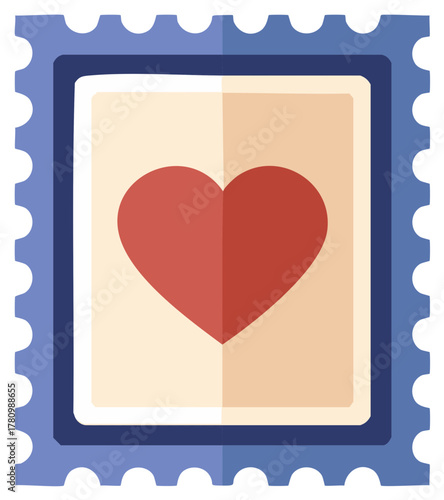 Classic Postage Stamp Featuring a Red Heart Symbol Illustration
