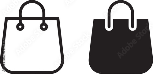 bag shopping icon set two styles outline and solid vector for ui