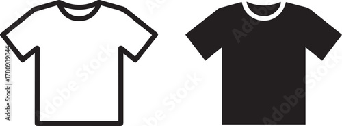 t shirt icon contrast outline and filled versions for UI design