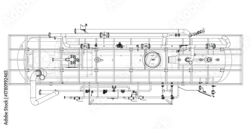 Industrial Equipment Blueprint. Vector