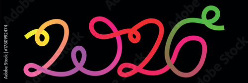 Colorful Abstract Gradient Numerals Design on Black Background for Creative Projects and New Year Celebrations