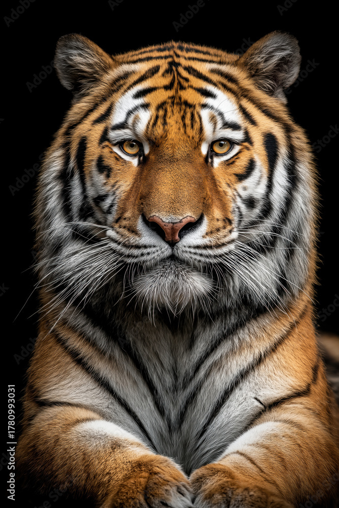 Fototapeta premium a tiger on a black background