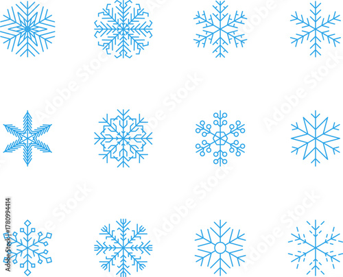 Snowflake snow freeze winter thin line outline icon. Snowflakes thin line icon set. Snowflake Simple illustration