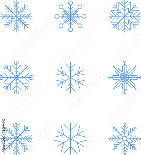 Snowflake snow freeze winter thin line outline icon. Snowflakes thin line icon set. Snowflake Simple illustration