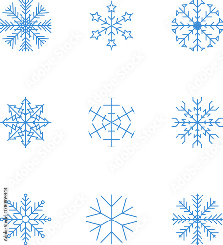 Snowflake snow freeze winter thin line outline icon. Snowflakes thin line icon set. Snowflake Simple illustration