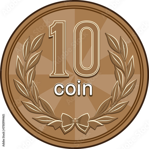 10円コイン表面（集中線デザイン）