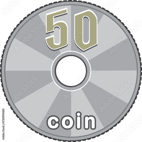50円コイン表面（集中線デザイン）