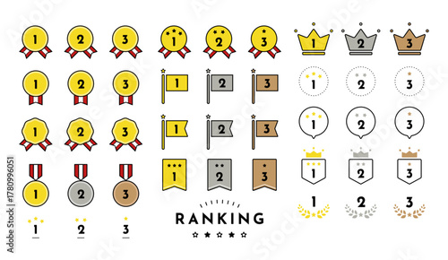 ランキングアイコン ベスト3 シンプル ベクター素材