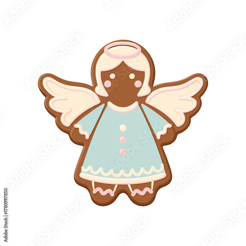 Имбирный пряник в форме ангела для рождественских торжеств и декора выпечки