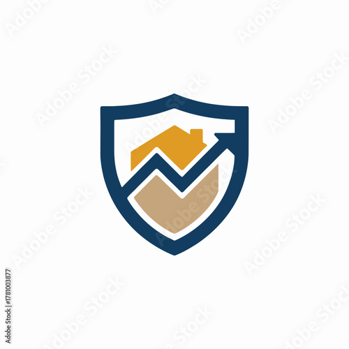Shield with house and upward trend arrow
