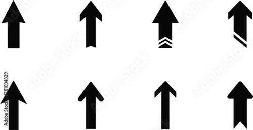 Black up arrows vector set for direction, growth, and progress