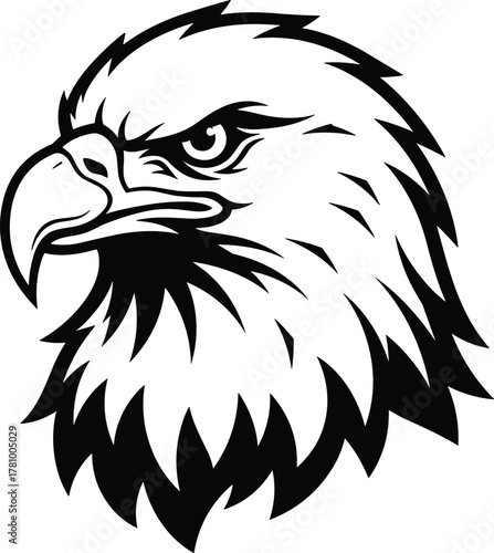 Stylized black and white eagle head symbol representing power and freedom.