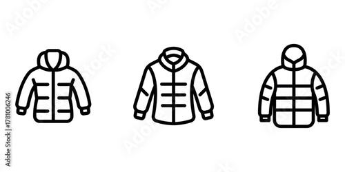down-jacket outline or line icon design bundle.