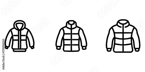 down-jacket outline or line icon design bundle.