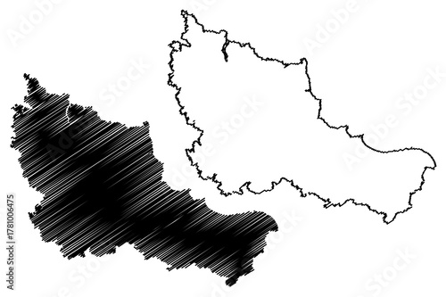 Belle Ile island (French Republic, France) map vector illustration, scribble sketch Belle Isle, Belle-Ile-en-Mer map