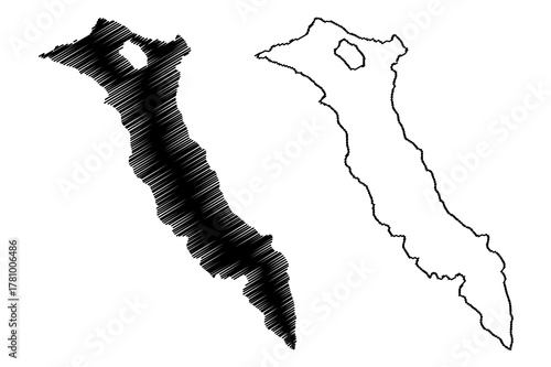 Bering island (Russia, Russian Federation, Kamchatka) map vector illustration, scribble sketch Behring map