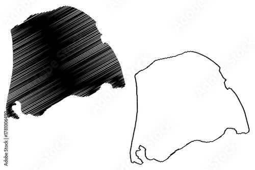 Bely island (Russia, Russian Federation, Tyumen Oblast) map vector illustration, scribble sketch Belyy or Beliy map