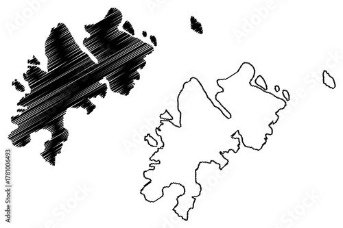 Berlenga Grande island (Portugal, Portuguese Republic) map vector illustration, scribble sketch Ilha da Berlenga Grande map