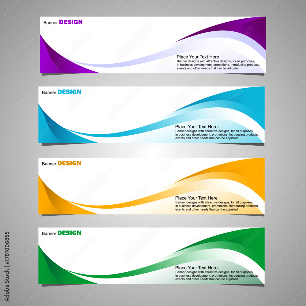 Fototapeta premium A collection of banner background design templates for web advertising. Vector illustrations with space for adding images.
