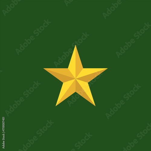 Golden Star on green Background – Flat Minimalist Vector Design