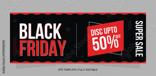 Black friday super sale banner with 50 off discount offer