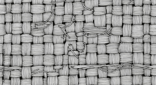 Detailed close-up of woven fabric texture, revealing intricate patterns and natural fiber details