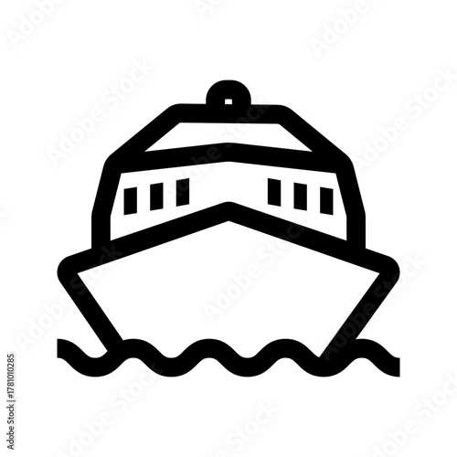 Ship Icon Black Outlined 