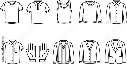 Clothing collection outline icons