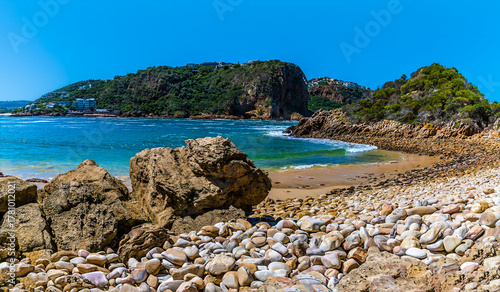 A view down a rocky shoreline towards East Head headland on the West Head headland, South Africa in Springtime