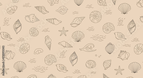 Seashell Pattern Illustration A Decorative Design with Oceanic Elements for Various Applications