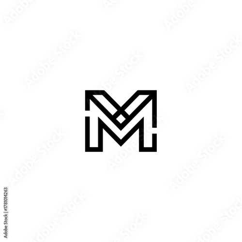 This modern logo features an interlocking M and V, forming a sleek, geometric monogram. Its bold lines and symmetry convey strength, precision, and creativity, ideal for a stylish, professional brand.