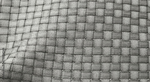 Intricate grayscale woven texture creating a detailed and rhythmic pattern, perfect as a versatile background or textile element showcasing craftsmanship and depth