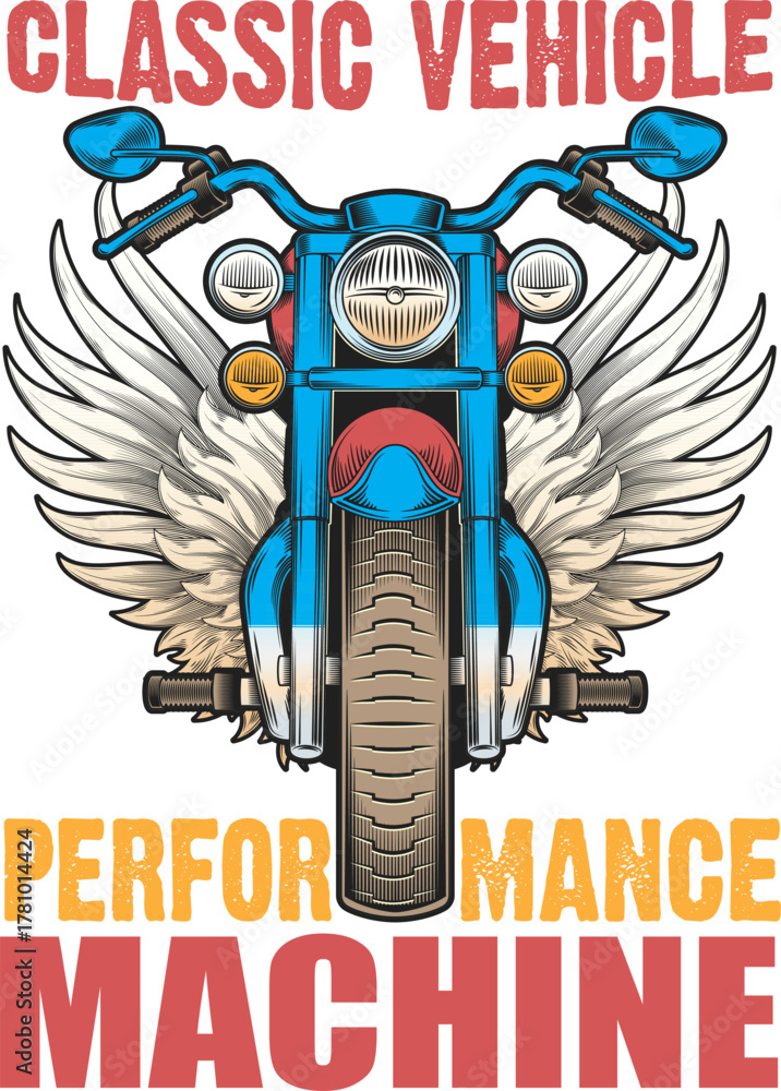 Naklejka premium Clasic vehicle perfomance machine t-shirt design