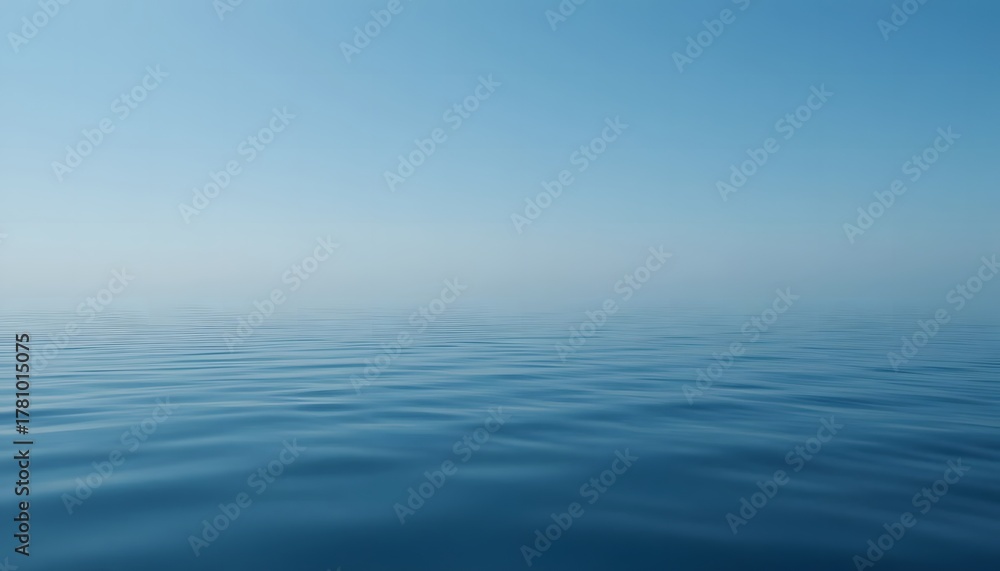 Naklejka premium Clear blue sky reflected in calm water surface.