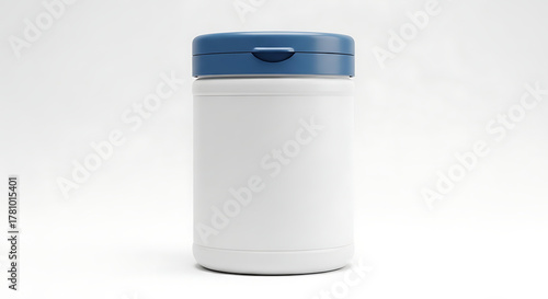 Wallpaper Mural White Plastic Container with Blue Flip- Top Lid on White Background graphic design Torontodigital.ca