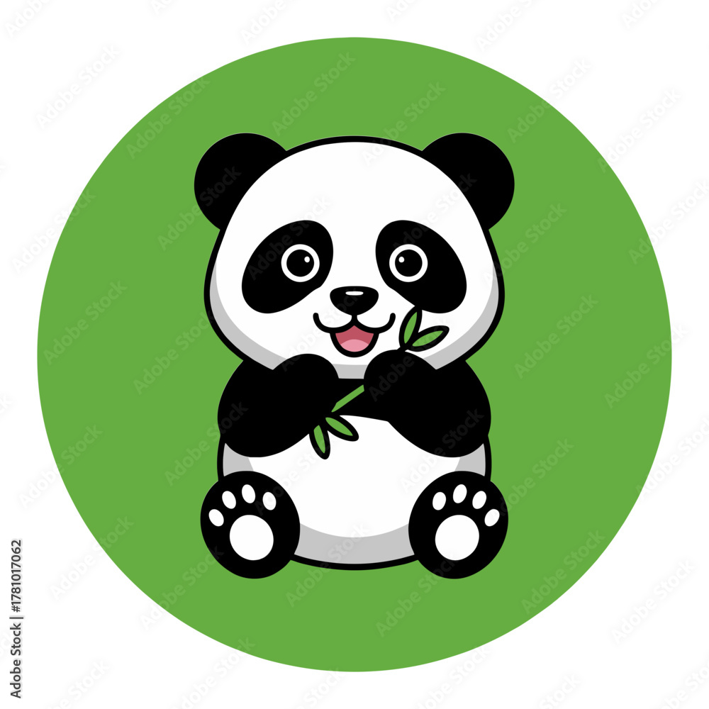 Naklejka premium Charming Panda Illustration A Delightful Depiction of Wildlife Cuteness.