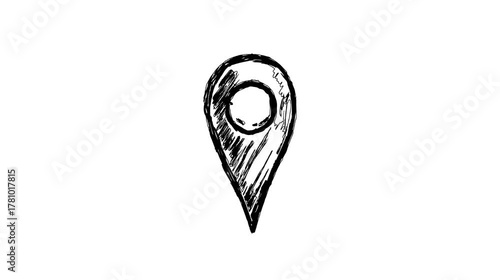 Bouncing location marker, hand drawn doodle icon 