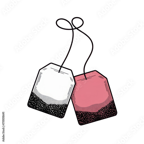 Two teabags illustration isolated on transparent background